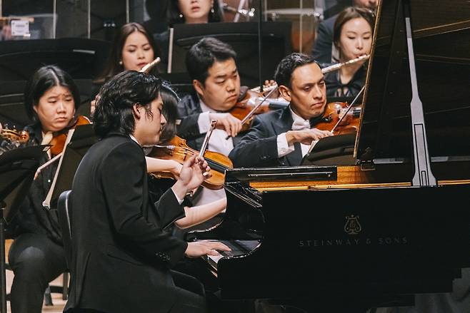 South Korean pianist Lim Yunchan performs at the opening concert of the Tongyeong International Music Festival at the Tongyeong Concert Hall in Tongyeong, South Gyeongsang Province, Friday. (TIMF)