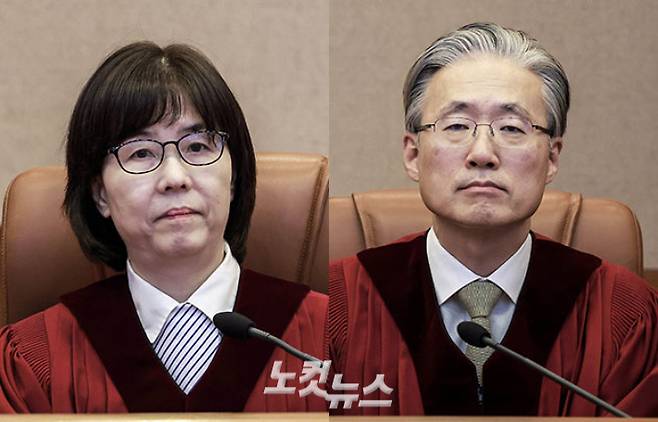 이미선(왼쪽) 헌법재판관, 김형두 헌법재판관. 황진환 기자