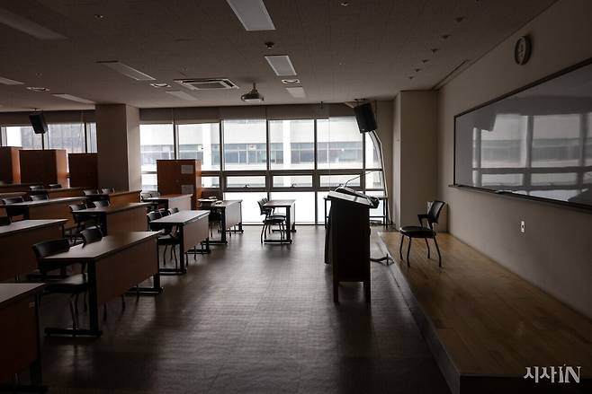 2024년 8월 의대생 휴학으로 텅 빈 서울의 한 의과대학 강의실. ⓒ시사IN 조남진