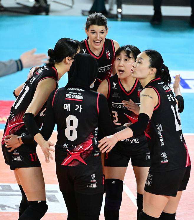 ▲ 정관장 선수들이 환호하고 있다. ⓒKOVO