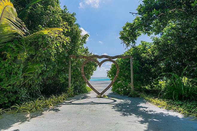 마디푸시의 하트모양 포토존. 사진제공|팜투어