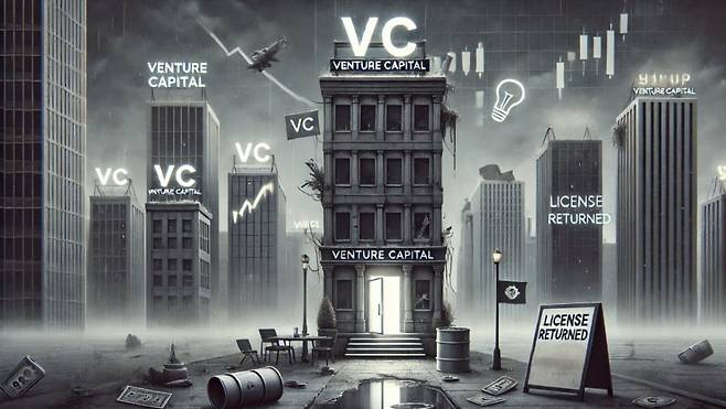 벤처투자 시장 침체가 장기화하면서 중소 벤처캐피탈(VC) 업체 경영난이 심화하고 있다. 최근엔 벤처투자업체 라이선스를 반납, 등록 말소 사례가 늘고 있다. 사진은 챗GPT 생성형 AI 모델로 제작한 이미지. /사진=챗GPT