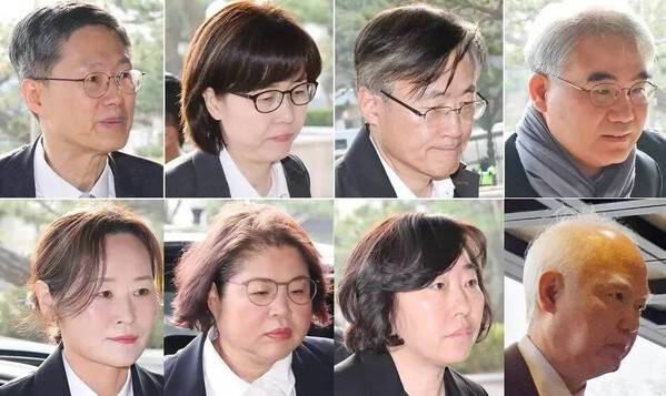 문형배 헌법재판소장 권한대행(왼쪽부터), 이미선, 김형두, 조한창, 정정미, 김복형, 정계선, 정형식 헌재 재판관이 4일 윤석열 대통령 탄핵 심판 선고를 앞두고 서울 종로구 헌법재판소에 각각 출근하고 있다. 정형식 재판관은 이른 아침 출근했다. 사진공동취재단