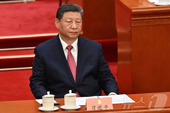시진핑 중국 국가주석이 10일(현지시간) 베이징 인민대회당에서 열린 전국인민정치협상회의(정협) 폐막식에 참석을 하고 있다. 2025.03.10 ⓒ AFP=뉴스1 ⓒ News1 우동명 기자