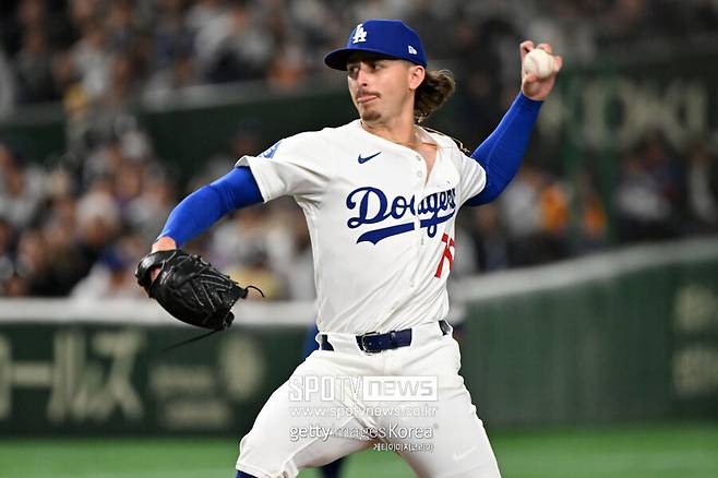 ▲ 지난달 도쿄돔에서 열린 요미우리 자이언츠와 경기에 등판한 저스틴 로블레스키.