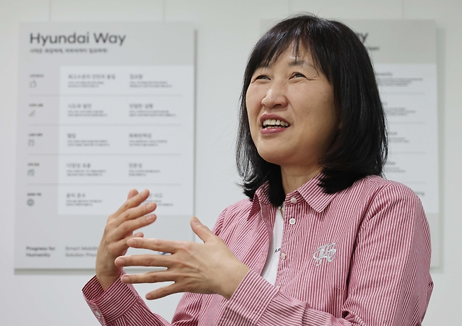 현대차 첫 여성 사내이사인 진은숙 부사장이 9일 매일경제와 인터뷰하고 있다. 한주형 기자