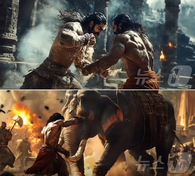 올해 1월 인도 영화 산업 도시인 마하라슈트라주 뭄바이의 마케팅 회사 EiPi Media가 총 7개의 AI 영상 제작 도구를 활용해 만든 3분 20초 분량 '마하바라타 트레일러' 경우 역대급이라고 불리며 화제가 됐다. '마하바라타'는 인도의 3대 고대 서사시 중 하나로 현재 대규모 영화화 프로젝트(총 10부작)가 진행되고 있다.(영상 갈무리)