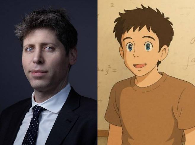 샘 올트먼 오픈AI 최고경영자(CEO)의 프로필 사진(왼쪽)과 X(옛 트위터) 프로필에 올린 지브리풍 이미지(오른쪽) 모습. 샘 올트먼 X 계정