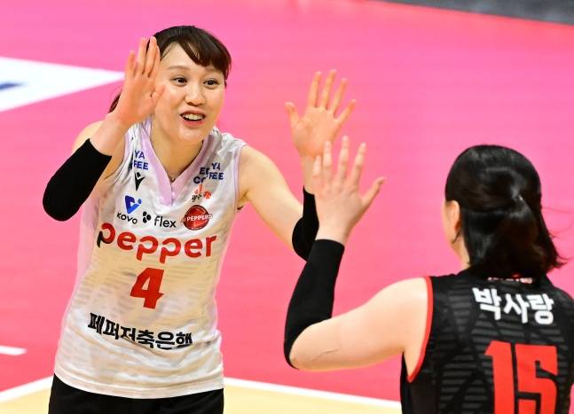 한다혜(왼쪽). /사진=한국배구연맹 제공