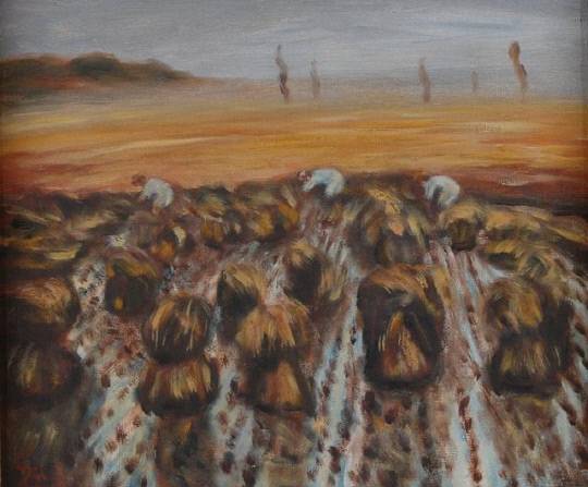 박성섭, '추수', 1965년, 캔버스에 유화, 38×45.5㎝.