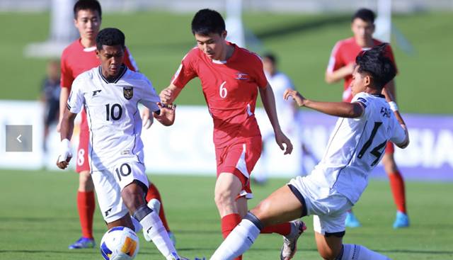 인도네시아-북한(빨간색 유니폼) 경기. /사진=아시아축구연맹 홈페이지 캡처