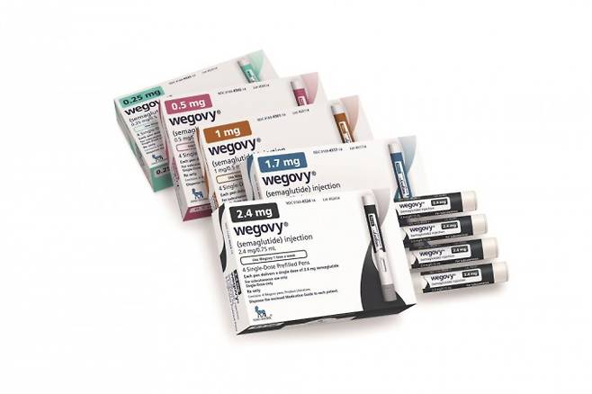 노보 노디스크의 비만치료제 '위고비(Wegovy)'.2021년 미국 식품의약국(FDA)의 승인을 받았고 한국에는 2024년 10월 15일 출시됐다. Novo Nordisk 제공
