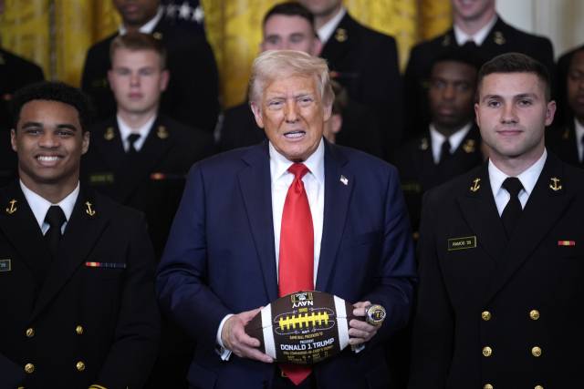 도널드 트럼프 미 대통령이 15일(현지 시간) 백악관에서 열린 한 행사에 참석해 있다. EPA연합뉴스