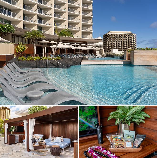 2박 이상 예약시 제공되는 메인풀 카바나와 웰컴스낵. 사진제공|팜투어