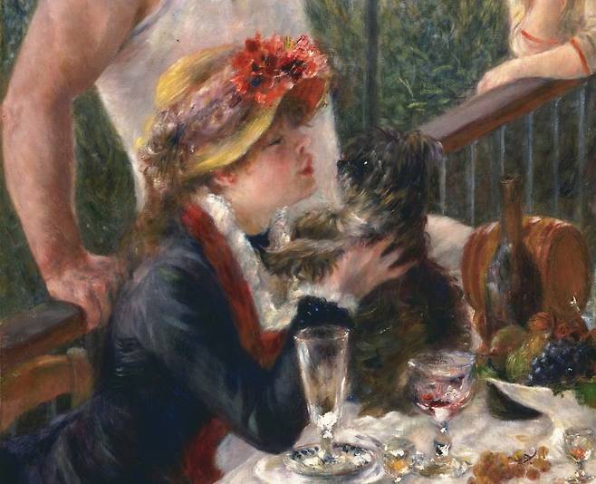 오귀스트 르누아르, 보트 파티에서의 점심 식사(일부 확대), 1880~1881, 캔버스에 유채, 130.2x175.6cm, 필립스 컬렉션