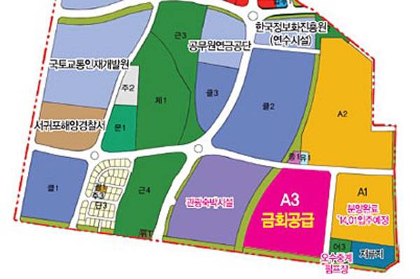 LH 2단지 아파트 공급 당시 관광숙박시설이 명시된 부영주택 소유 부지.