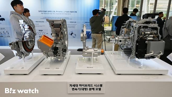 현대차그룹이 공개한 차세대 하이브리드 시스템./사진=이명근 기자 qwe123@