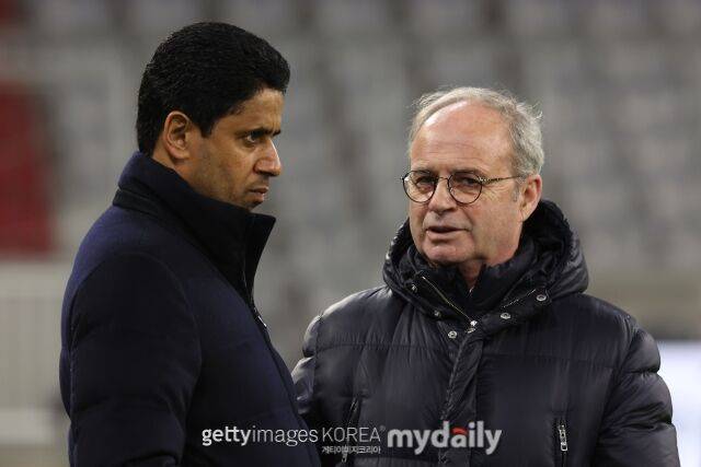 PSG 나세르 알 켈라이피 회장과 캄포스 단장/게티이미지코리아