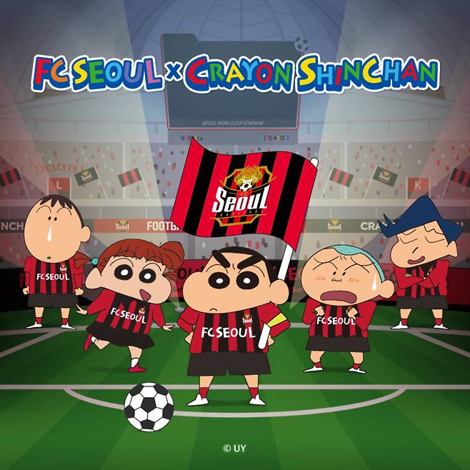 FC서울이 인기 만화 '짱구는 못말려'와 협업한 제품 관련 홍보물. 사진=FC서울