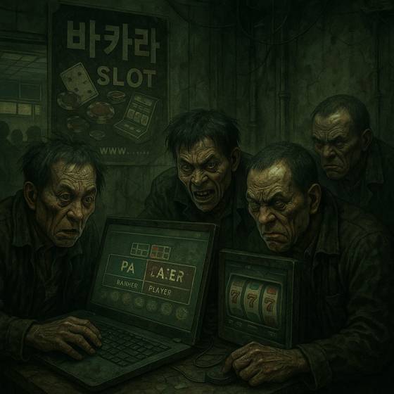 성인 오락실에서 불법 도박사이트에 접속하도록 온·오프라인 병행 도박장을 개설한 혐의로 총책 A씨 등 19명이 경찰에 붙잡혔다. 도박대금은 155억여원 규모로 파악됐다. 사진은 생성형 AI 이미지로 구현한 성인 오락실에 불법 온라인 도박에 빠진 사람들. 챗GPT