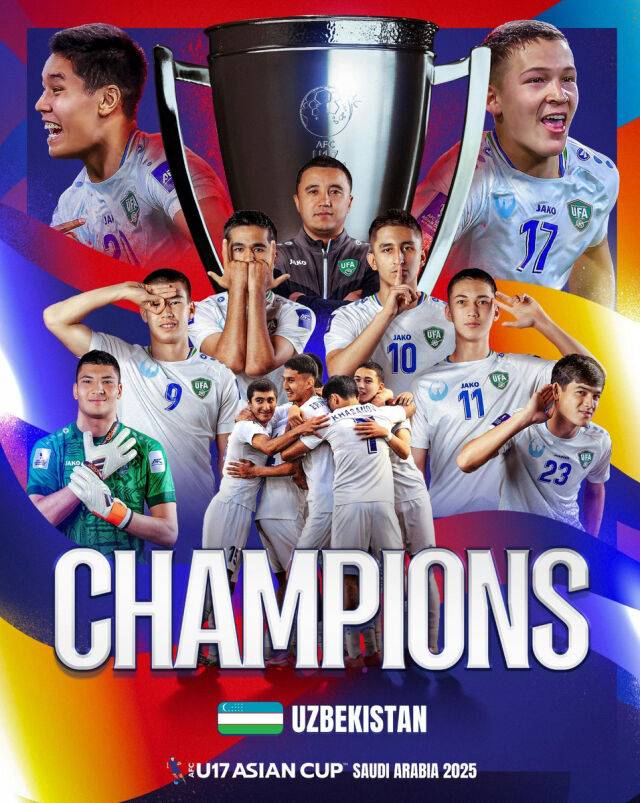 우즈베키스탄이 2025 U17 아시안컵 정상에 올랐다. /AFC 제공