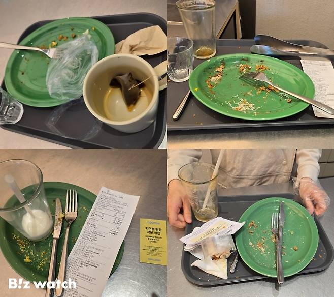 21일 그린 플레이트 이용객들이 반납한 접시들. /사진=김지우 기자 zuzu@