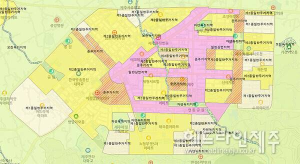 제주도청 일대 도시관리계획 현황. 사진=제주특별자치도 공간포털