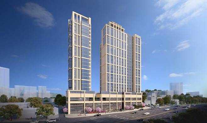 마포로4구역1지구 도시정비형 재개발사업은 충정로역과 아현역 사이에 지하 5층~지상 23층 규모로 공동주택, 오피스텔 등을 건립하는 프로젝트다.마포로4구역 제1지구 투시도.ⓒ서울시