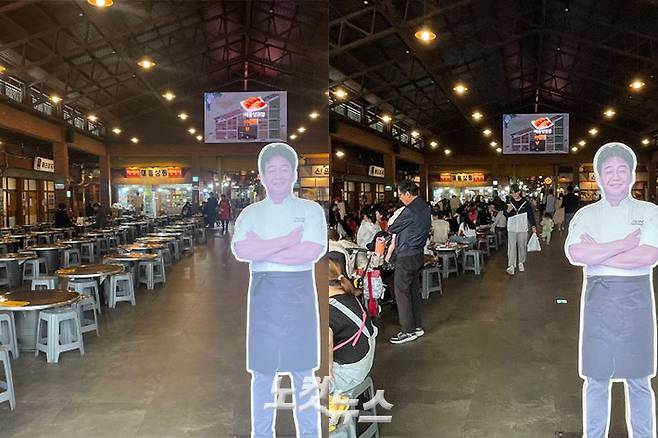 예산시장 평일(왼쪽)과 주말 모습. 김미현·최은지 인턴 기자