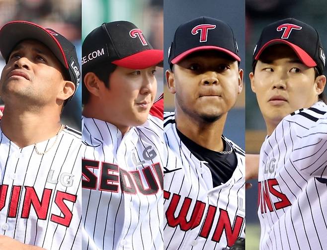 왼쪽부터 치리노스, 손주영, 에르난데스, 임찬규. IS 포토