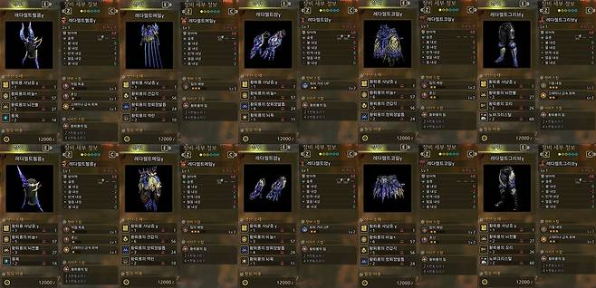 ▲ 레다젤트γ 방어구 옵션(클릭 시 확대됩니다)