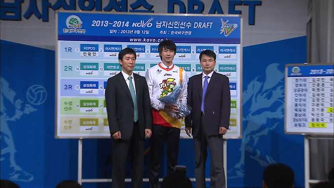 당시 대학 배구 최대어로 꼽히던 성균관대 전광인은 2013-14 남자 신인선수 드래프트에서 1라운드 1순위로 한국전력 전신 팀인 KEPCO의 지명을 받았다. 당시 KEPCO의 사령탑은 신영철 감독이었다.