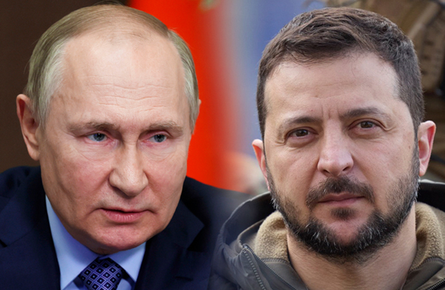 블라디미르 푸틴(왼쪽) 러시아 대통령과 볼로디미르 젤렌스키 우크라이나 대통령. ⓒAP/뉴시스