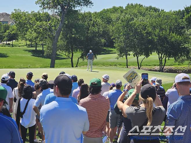 셰플러의 그린 플레이를 지켜보고 있는 갤러리. 사진=김용 기자