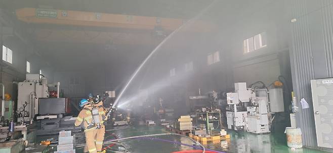 3일 오후 2시50분쯤 대구 북구 노원동 한 공장에서 불이 나 1시간 만에 진화됐다. 대구소방안전본부 제공