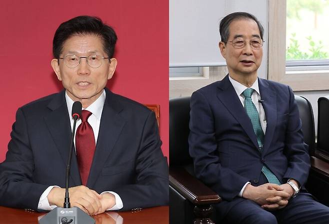 김문수 국민의힘 대통령 후보와 한덕수 무소속 후보. 연합뉴스.