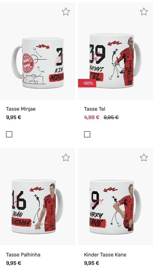 김민재의 얼굴이 보이지 않는 사진과 함께 판매되고 있는 머그컵. 사진┃바이에른 뮌헨 공식 스토어 캡처