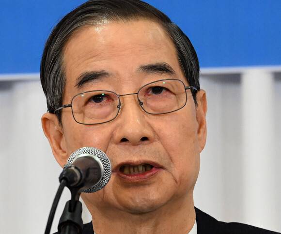 한덕수 무소속 대통령선거 예비후보가 6일 서울 중구 코리아나호텔에서 열린 관훈클럽 초청 토론회에서 기조연설을 하고 있다. 국회 사진기자단