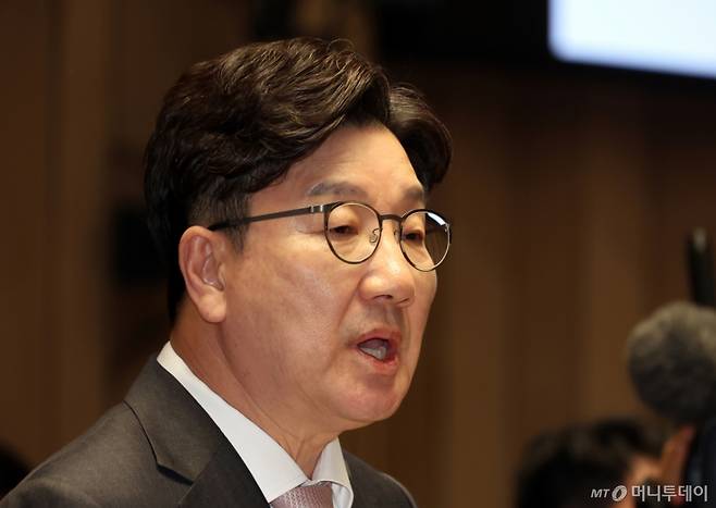 권성동 국민의힘 원내대표가 7일 서울 여의도 국회에서 열린 의원총회에서 발언하고 있다. /사진=뉴시스