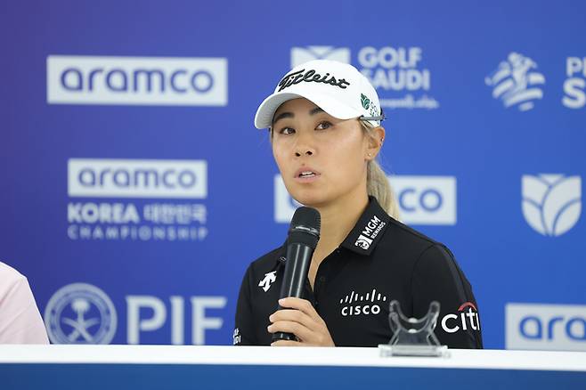 LET 아람코 코리아 챔피언십 기자회견에 참석한 대니엘 강. 연합뉴스