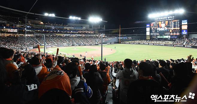 한화 이글스 팬들이 올해 대전에서 열린 정규시즌 홈경기에서 선수들을 응원하고 있다. 단독 1위에 오른 한화는 오는 9일 고척 키움 히어로즈전에서 10연승에 도전한다. 엑스포츠뉴스 DB