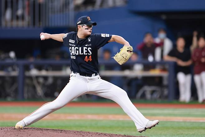 9일 서울 고척스카이돔에서 열린 키움과 경기 9회말 등판한 한화 김서현