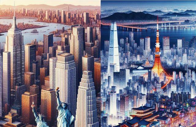 한국일보가 자체 개발한 생성형 인공지능(AI) 서비스 ‘하이(H.AI)’가 생성한 거대도시 이미지.