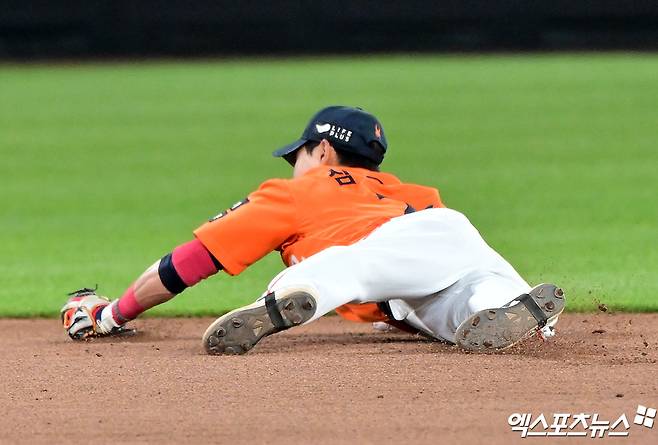 한화 내야수 심우준은 지난 10일 고척스카이돔에서 열린 '2025 신한 SOL Bank KBO 리그' 키움전에서 4회초 손현기의 포심 패스트볼에 왼쪽 무릎을 맞았다. 검진 결과 비골 골절이 확인돼 12일 1군 엔트리에서 빠졌다. 엑스포츠뉴스 DB