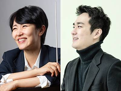 지휘자 여자경,첼리스트 이호찬. /포항시 제공