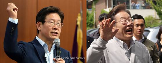 이재명 민주당 대선 후보가 성남시장이던 시절(2015년)과, 현재(2025년) 모습. 연합뉴스