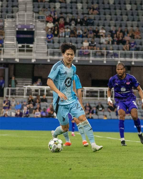 정호연은 5월 8일 린 패밀리 스타디움에서 펼쳐진 루이빌 시티(미국 2부)와의 US 오픈컵 32강전에서 미네소타 이적 후 처음 풀타임을 소화했다. 정호연은 이날 미네소타의 1-0 승리에 힘을 보탰다. 사진= 미네소타 유나이티드 SNS