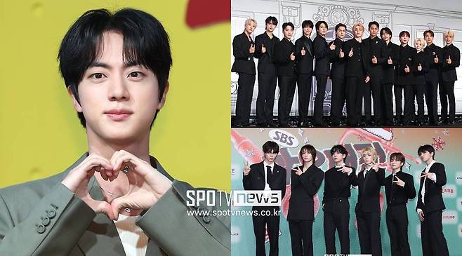 ▲ BTS 진, 세븐틴, 보이넥스트도어(왼쪽부터 시계방향). ⓒ곽혜미 기자