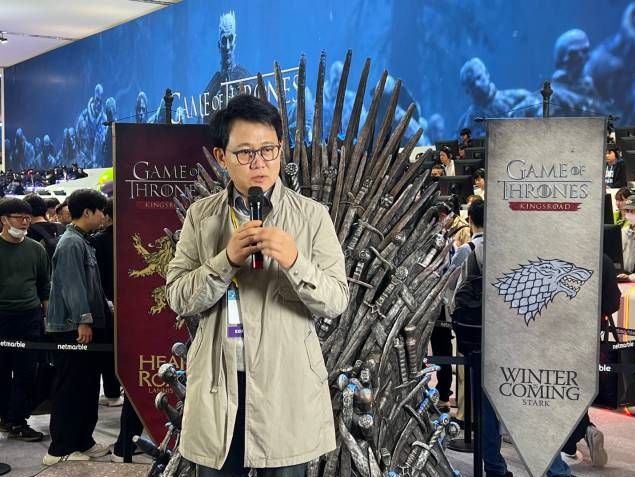 방준혁 넷마블 의장이 2024년 11월 14일 부산 벡스코에서 열린 '지스타 2024' 현장에서 기자들의 질문에 답하고 있다. ⓒ데일리안 이주은 기자