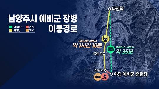 그래픽-남양주시 예비군 장병 이동경로